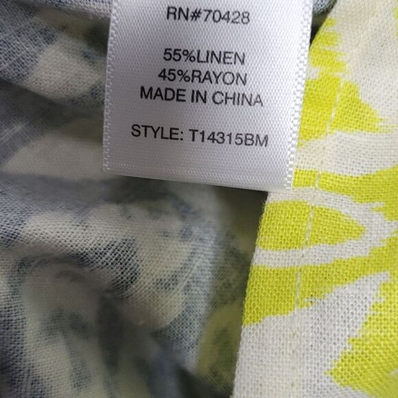 TRU LUXE button front tunic Linen Blend Vacation Bright Casual 3/4 Sleeve Xl - Picture 7 of 9